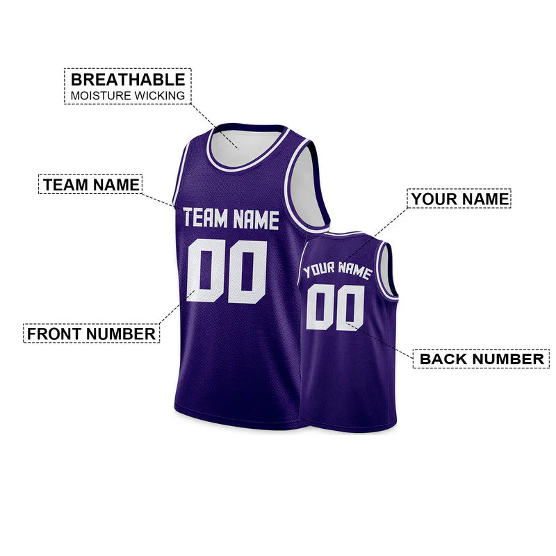 Custom Purple White Authentic Basketball Jersey