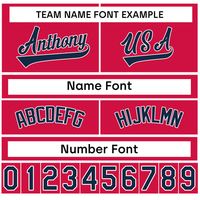 Custom Red Navy-White Authentic Split Fashion Baseball Jersey-1