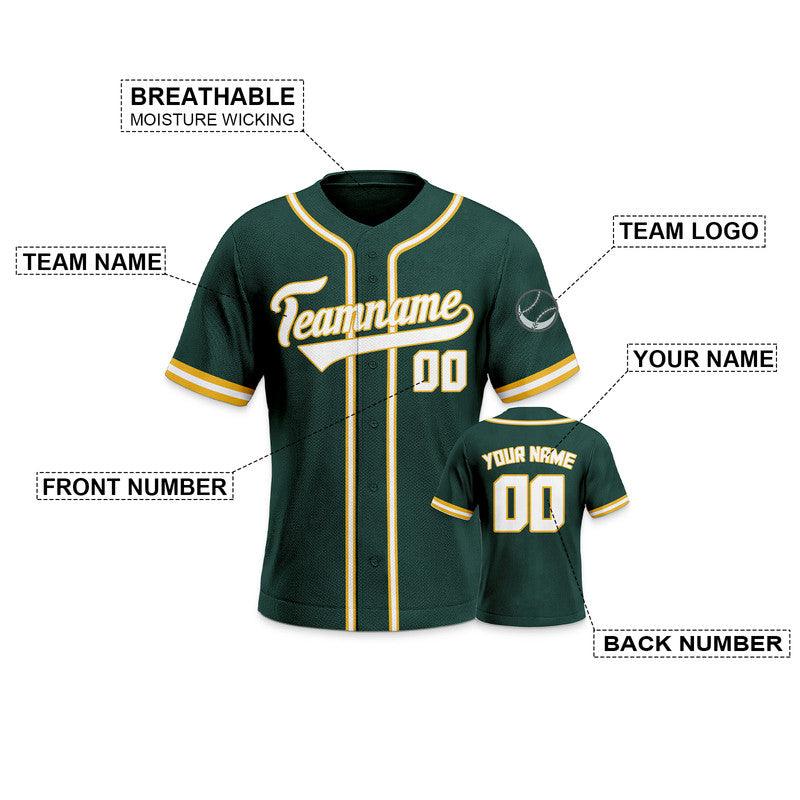 Custom Kelly Green Gold-White Authentic Baseball Jersey