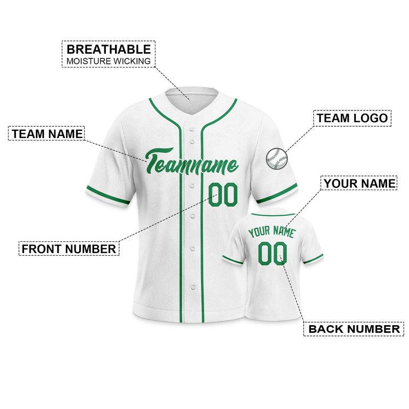 Custom White Green-White Authentic Baseball Jersey-3