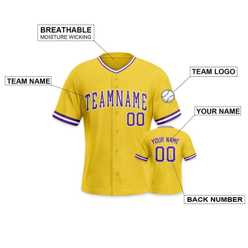 Custom Gold Purple-White Authentic Baseball Jersey-1