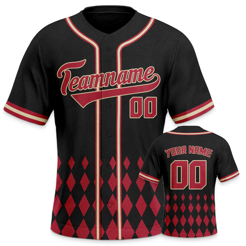 Custom Black Red-Gold Creative  Cool Concept Authentic Baseball Jersey