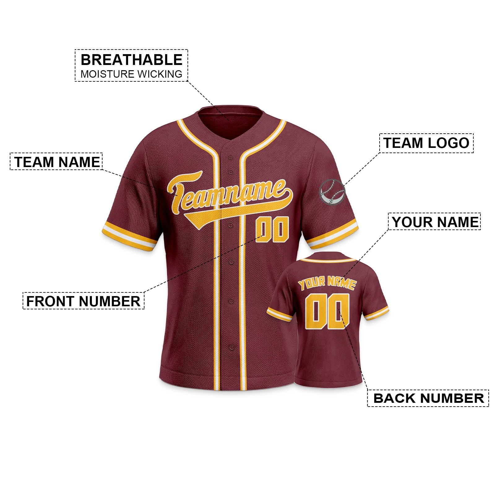 Custom Burgundy Orange-White Authentic Classic Baseball Jersey