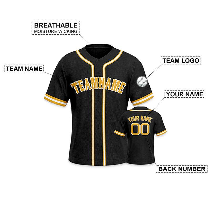 Custom Black Gold-White Authentic Baseball Jersey-2