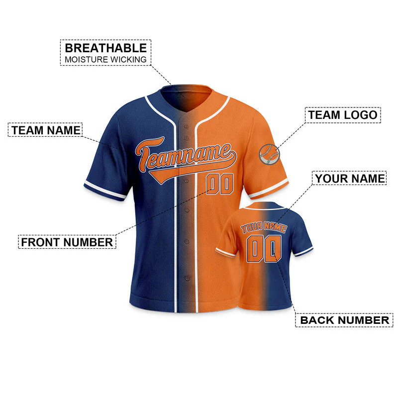 Custom Orange Royal-White Authentic Split Fashion Baseball Jersey