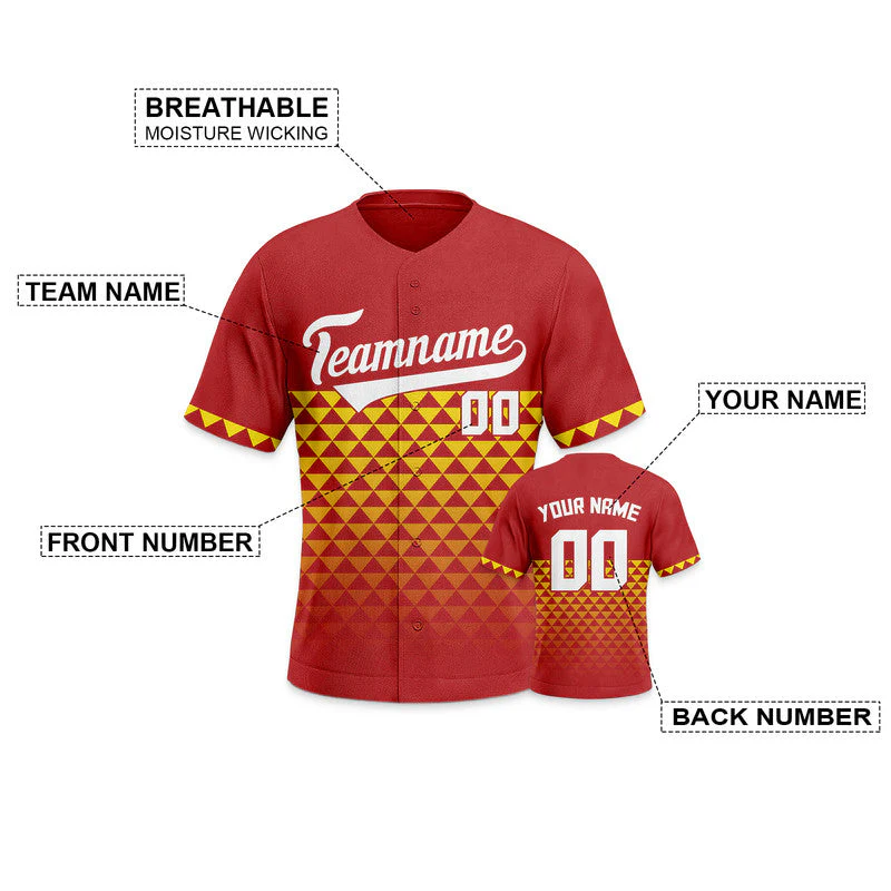 Custom Red White-Gold Creative  Cool Concept Authentic Baseball Jersey