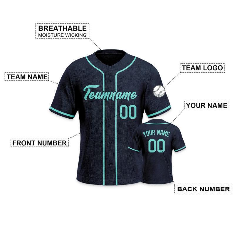 Custom Navy Aqua Authentic Baseball Jersey-3
