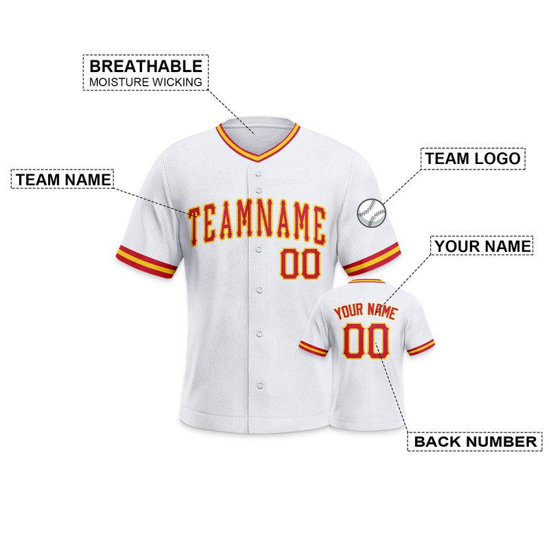 Custom White Red-Gold Authentic Baseball Jersey-1