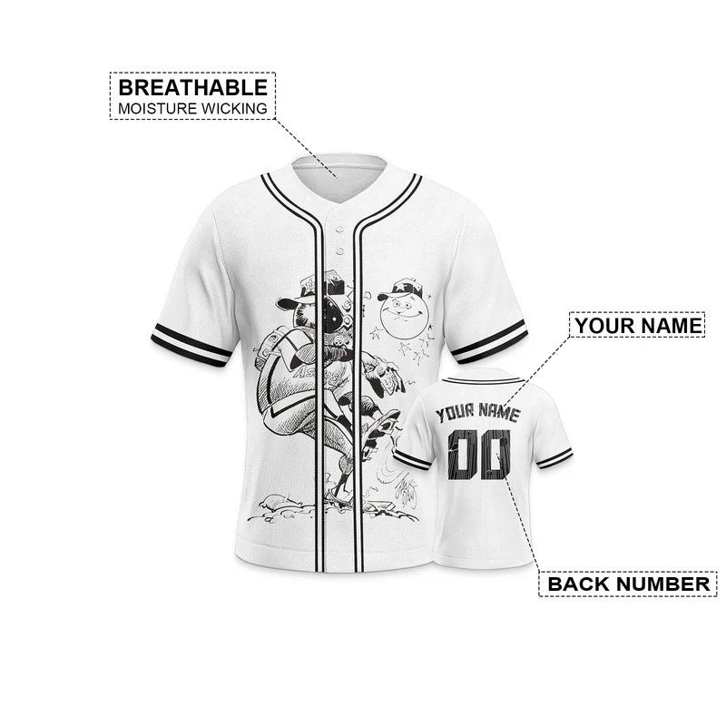 Custom White Black 3D Pattern Design Space Authentic Baseball Jersey