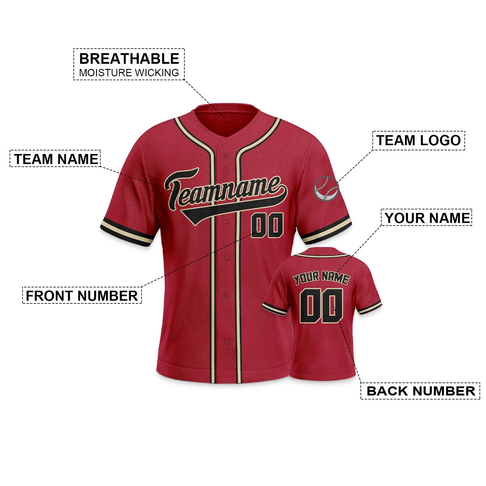 Custom Red Black-Gold Authentic Classic Baseball Jersey