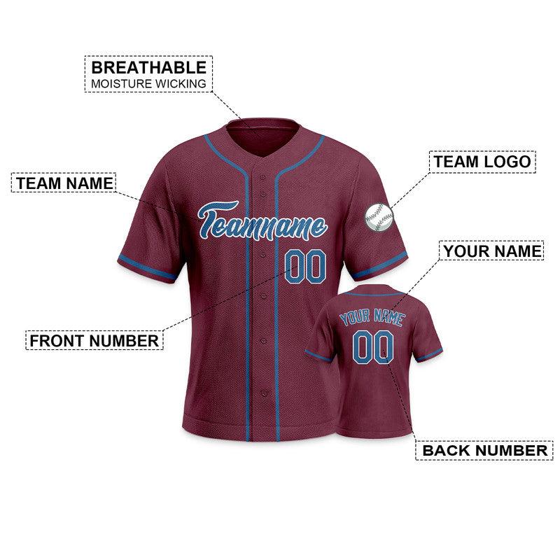 Custom Crimson Light Blue-White Authentic Baseball Jersey-3