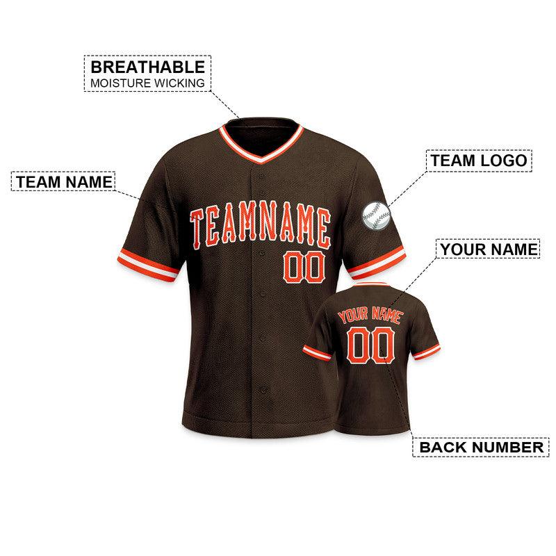 Custom Brown Orange-White Authentic Baseball Jersey-1