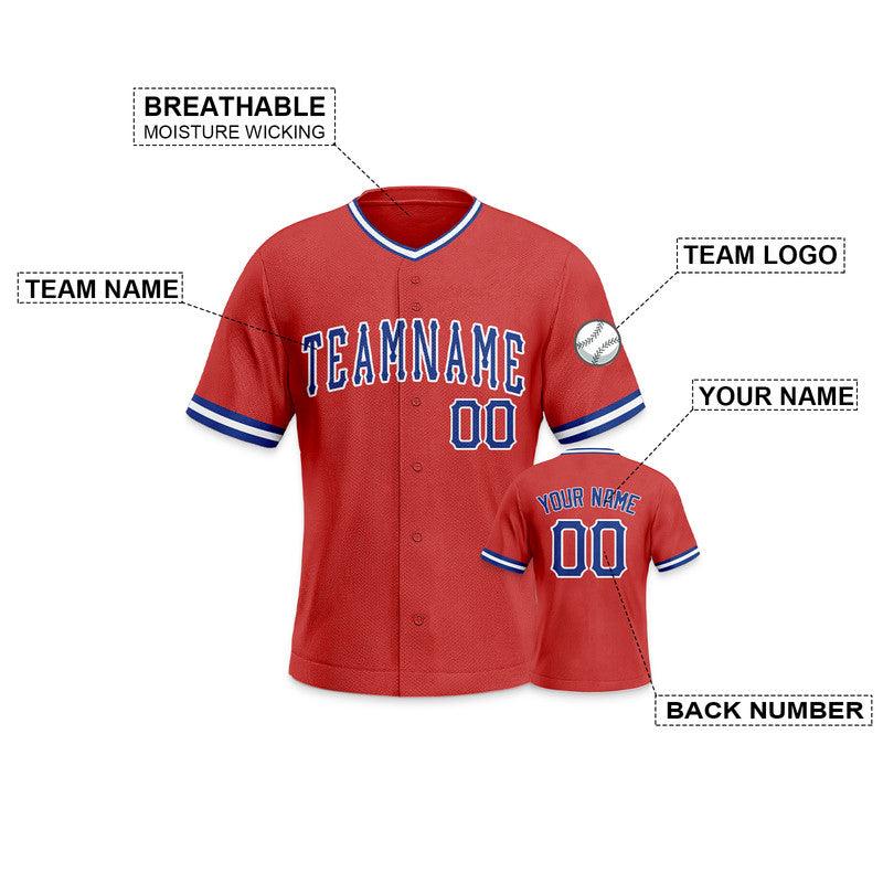 Custom Red Royal-White Authentic Baseball Jersey-1