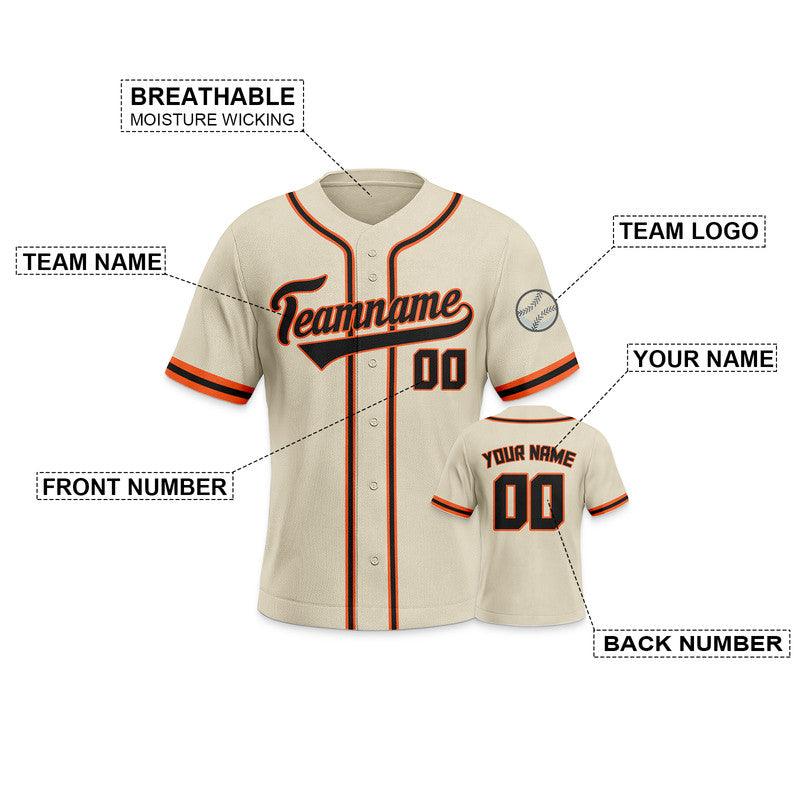 Custom Beige Black-Orange Authentic Baseball Jersey